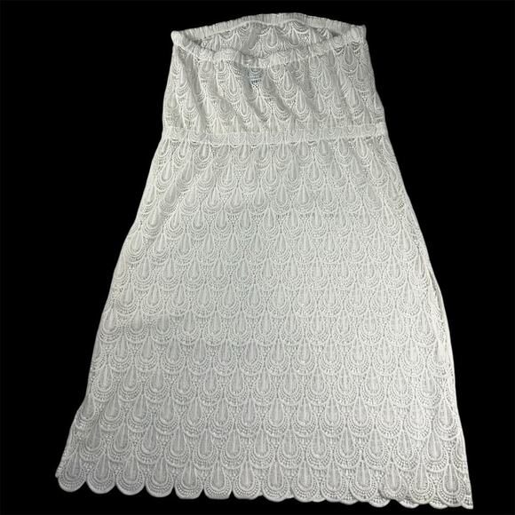 Coastal Blue White Lace Strapless Beach Swim Coverup Dress Size XL (16-18) - Picture 3 of 13